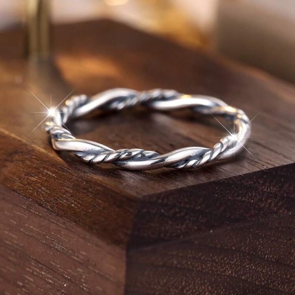 925 Sterling Silver Silver Twisted Band Ring